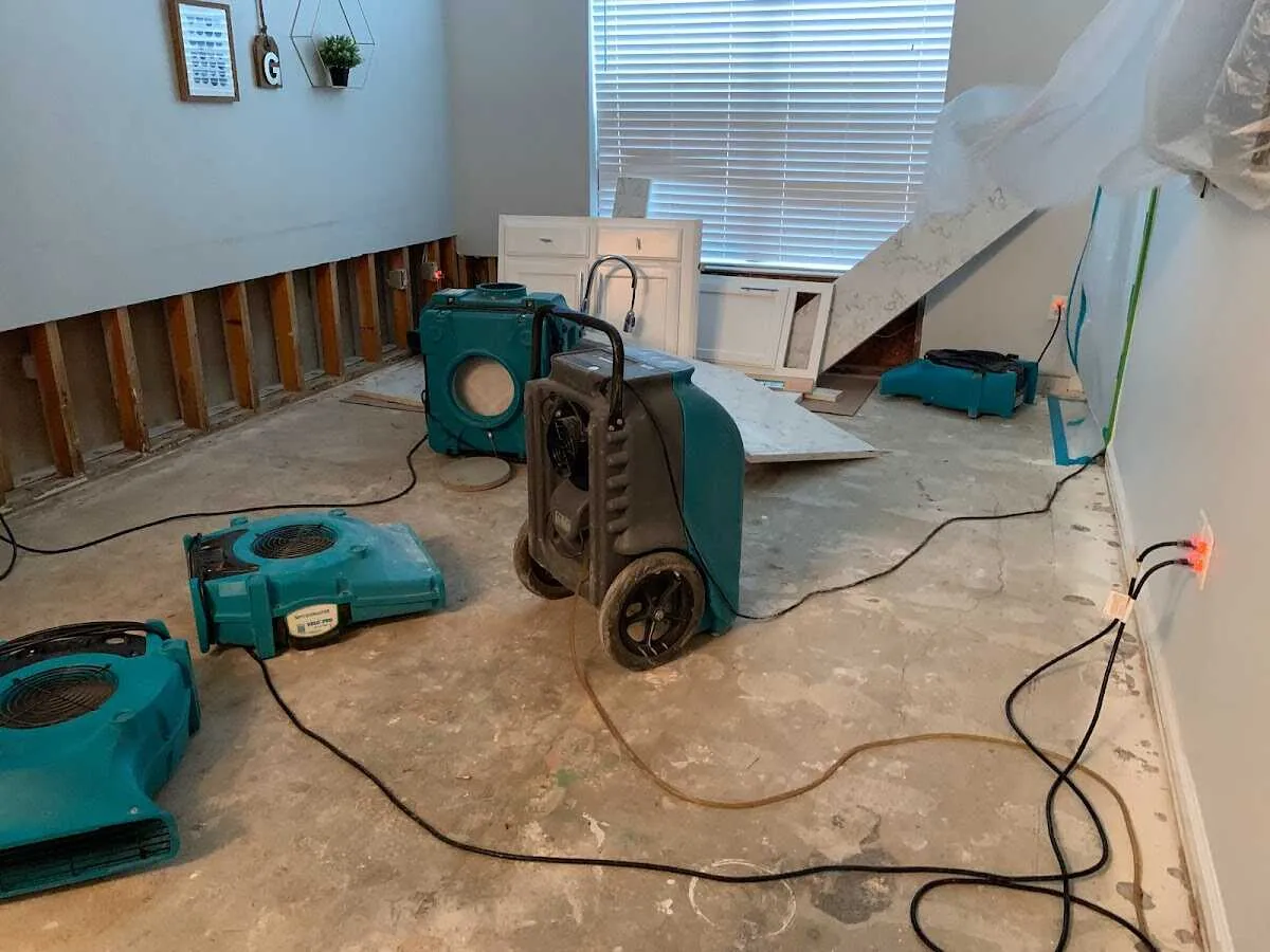 Dehumidifier in flood-cut room for Water Damage Restoration in East Norriton